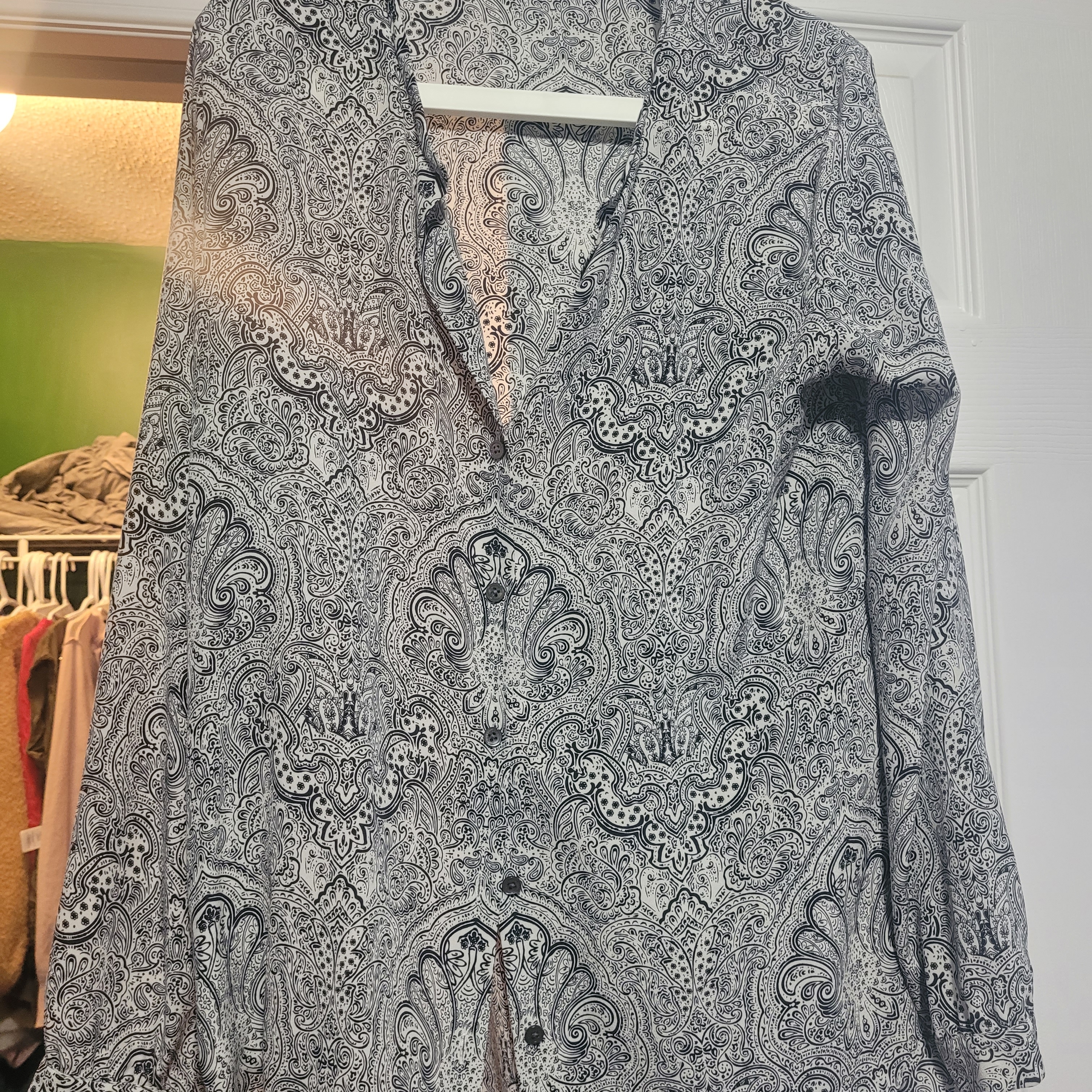 Equipment Black And White Paisley Button Down Shirt
